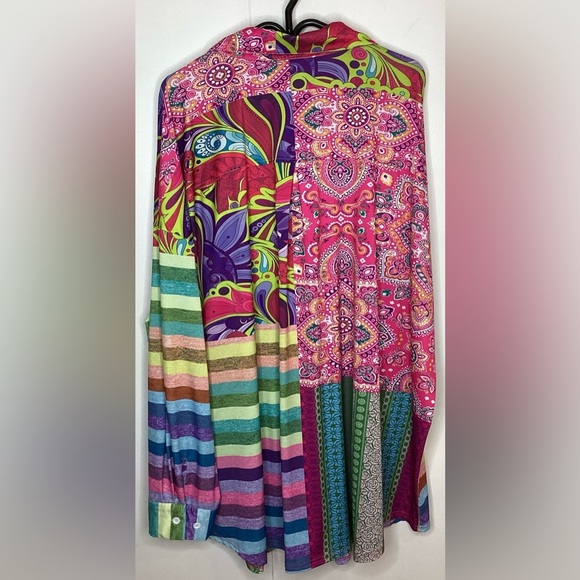 Lily by firmiano Colourful Patchwork, long sleeve shirt 3 x XL - Picture 2 of 14